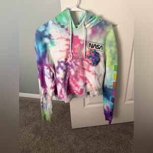 Tie-Dye NASA Cropped Hoodie